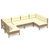 NNEVL 6 Piece Garden Lounge Set with Cushions Honey Brown Pinewood