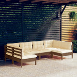 NNEVL 6 Piece Garden Lounge Set with Cushions Honey Brown Pinewood