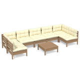 NNEVL 8 Piece Garden Lounge Set with Cushions Honey Brown Pinewood