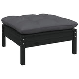 NNEVL 8 Piece Garden Lounge Set with Cushions Black Solid Pinewood