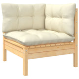 NNEVL 10 Piece Garden Lounge Set with Cream Cushions Solid Pinewood