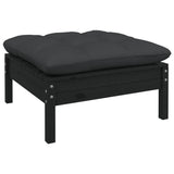 NNEVL 11 Piece Garden Lounge Set with Cushions Black Solid Pinewood