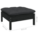 NNEVL 12 Piece Garden Lounge Set with Cushions Black Solid Pinewood
