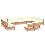 NNEVL 12 Piece Garden Lounge Set with Cushions Honey Brown Pinewood