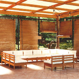 NNEVL 12 Piece Garden Lounge Set with Cushions Honey Brown Pinewood
