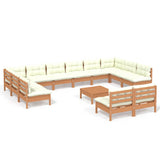 NNEVL 13 Piece Garden Lounge Set with Cushions Honey Brown Pinewood