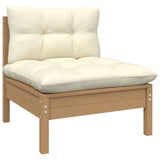 NNEVL 13 Piece Garden Lounge Set with Cushions Honey Brown Pinewood