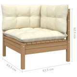 NNEVL 13 Piece Garden Lounge Set with Cushions Honey Brown Pinewood