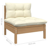 NNEVL 13 Piece Garden Lounge Set with Cushions Honey Brown Pinewood