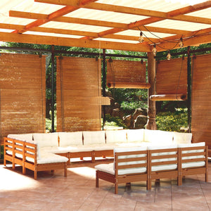 NNEVL 13 Piece Garden Lounge Set with Cushions Honey Brown Pinewood
