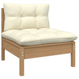 NNEVL 14 Piece Garden Lounge Set with Cushions Honey Brown Pinewood