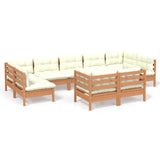 NNEVL 9 Piece Garden Lounge Set with Cushions Honey Brown Pinewood