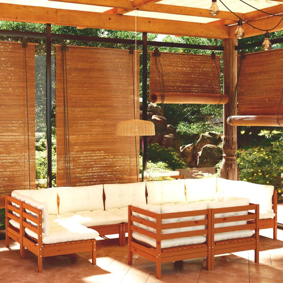 NNEVL 9 Piece Garden Lounge Set with Cushions Honey Brown Pinewood