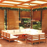 NNEVL 12 Piece Garden Lounge Set with Cushions Honey Brown Pinewood