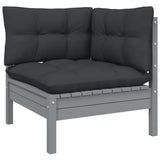 NNEVL 13 Piece Garden Lounge Set with Cushions Grey Pinewood