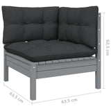 NNEVL 13 Piece Garden Lounge Set with Cushions Grey Pinewood