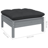 NNEVL 13 Piece Garden Lounge Set with Cushions Grey Pinewood
