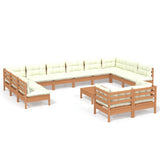 NNEVL 13 Piece Garden Lounge Set with Cushions Honey Brown Pinewood