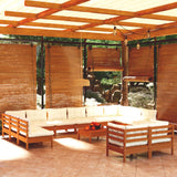 NNEVL 13 Piece Garden Lounge Set with Cushions Honey Brown Pinewood