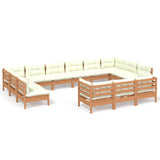 NNEVL 13 Piece Garden Lounge Set with Cushions Honey Brown Pinewood