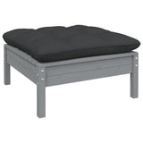 NNEVL 14 Piece Garden Lounge Set with Cushions Grey Pinewood