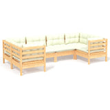 NNEVL 6 Piece Garden Lounge Set with Cream Cushions Pinewood