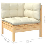 NNEVL 7 Piece Garden Lounge Set with Cream Cushions Pinewood