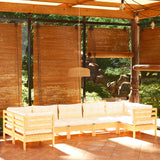 NNEVL 7 Piece Garden Lounge Set with Cream Cushions Pinewood