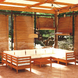 NNEVL 10 Piece Garden Lounge Set with Cushions Honey Brown Pinewood