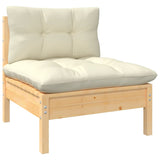 NNEVL 10 Piece Garden Lounge Set with Cream Cushions Pinewood