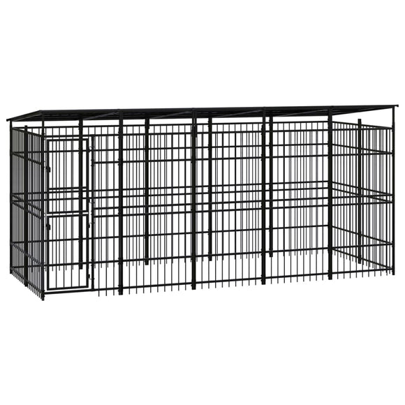 NNEVL Outdoor Dog Kennel with Roof Steel 9.22 m²