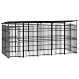 NNEVL Outdoor Dog Kennel with Roof Steel 9.22 m²