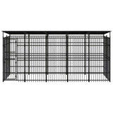 NNEVL Outdoor Dog Kennel with Roof Steel 9.22 m²