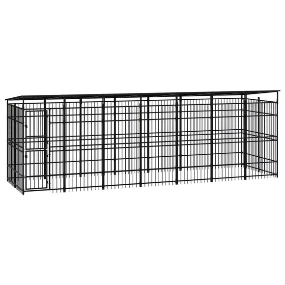 NNEVL Outdoor Dog Kennel with Roof Steel 12.9 m²