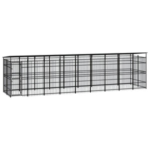 NNEVL Outdoor Dog Kennel with Roof Steel 16.59 m²
