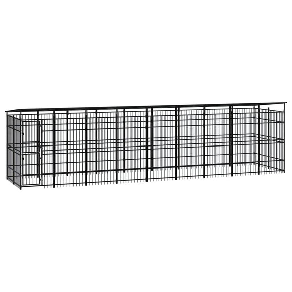 NNEVL Outdoor Dog Kennel with Roof Steel 16.59 m²