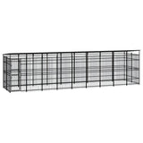 NNEVL Outdoor Dog Kennel with Roof Steel 16.59 m²