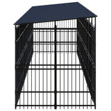 NNEVL Outdoor Dog Kennel with Roof Steel 18.43 m²