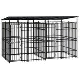 NNEVL Outdoor Dog Kennel with Roof Steel 7.37 m²