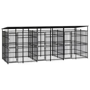 NNEVL Outdoor Dog Kennel with Roof Steel 11.06 m²