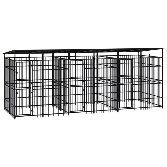 NNEVL Outdoor Dog Kennel with Roof Steel 11.06 m²