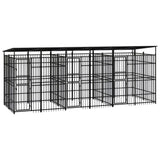 NNEVL Outdoor Dog Kennel with Roof Steel 11.06 m²