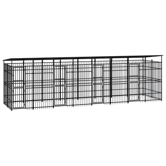 NNEVL Outdoor Dog Kennel with Roof Steel 14.75 m²