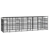 NNEVL Outdoor Dog Kennel with Roof Steel 14.75 m²