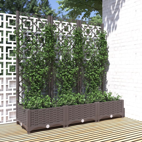 NNEVL Garden Planter with Trellis Brown 120x40x121.5 cm PP