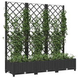 NNEVL Garden Planter with Trellis Black 120x40x121.5 cm PP