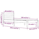 NNEVL Bed Frame Solid Wood Pine 92x187 cm Single Bed Size White