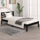 NNEVL Bed Frame Solid Wood Pine 92x187 cm Single Bed Size Black