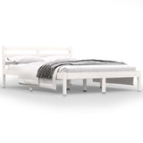 NNEVL Bed Frame Solid Wood Pine White 137x187 Double Size