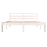 NNEVL Bed Frame Solid Wood Pine White 137x187 Double Size